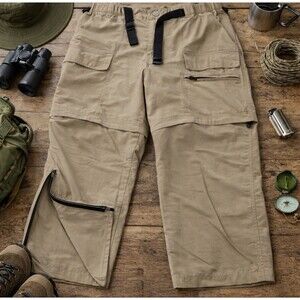 Eddie Bauer Sport Pant Men 30 x 29 Khaki Nylon Convertible Cargo Outdoor 4921